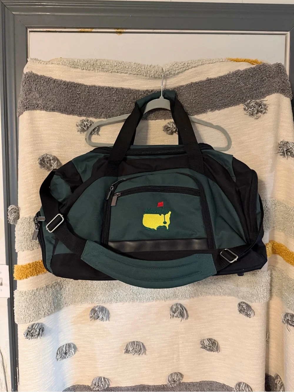 Masters Green and Black Travel Duffel with Embroidered Yellow Map Logo